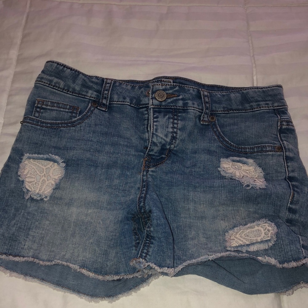 jean shorts with lace